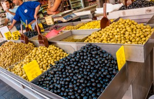 Selection of olives, Machane Yehuda Market, Israel